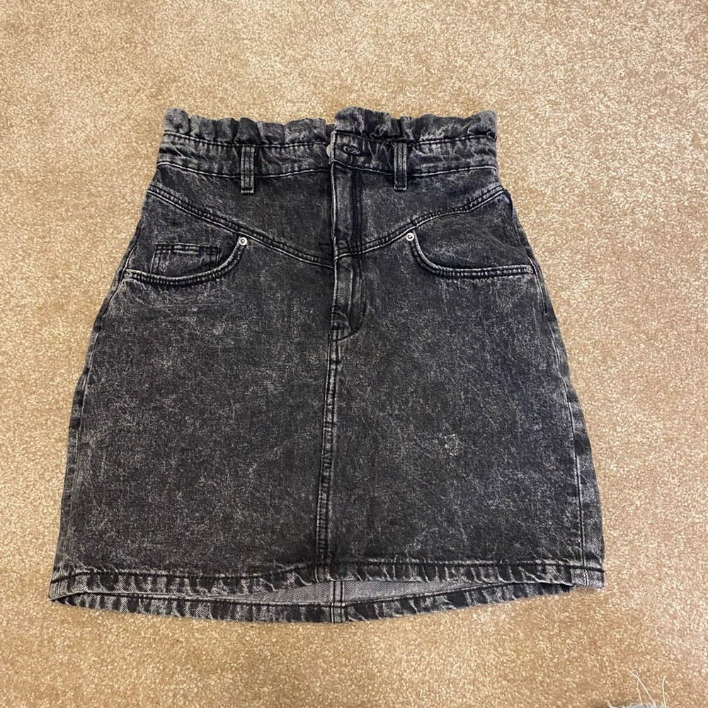 Black wash jean mini skirt